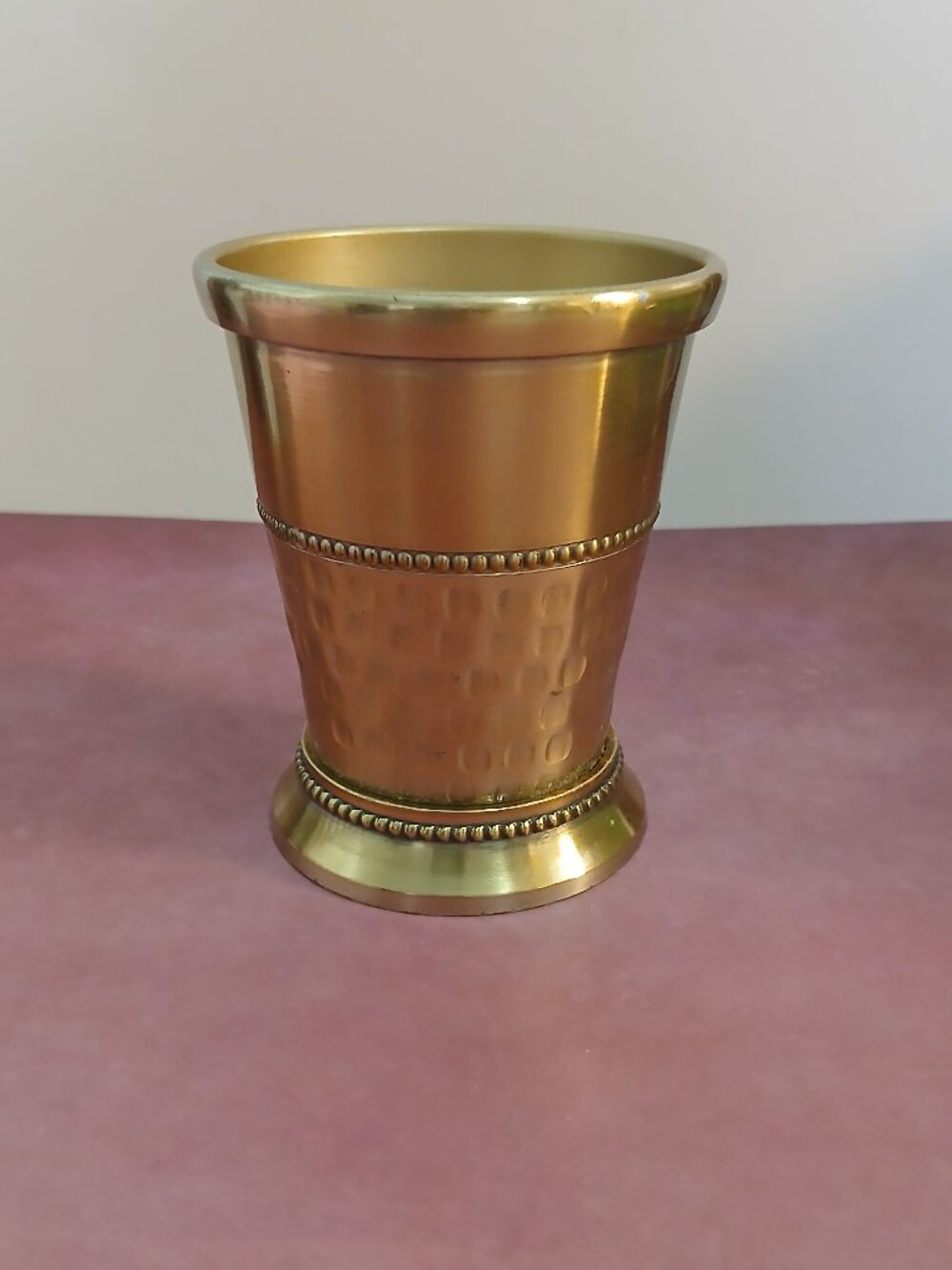 Gold-Finished Hammered Brass Mint Julep Cup, Vase, Pen Holder